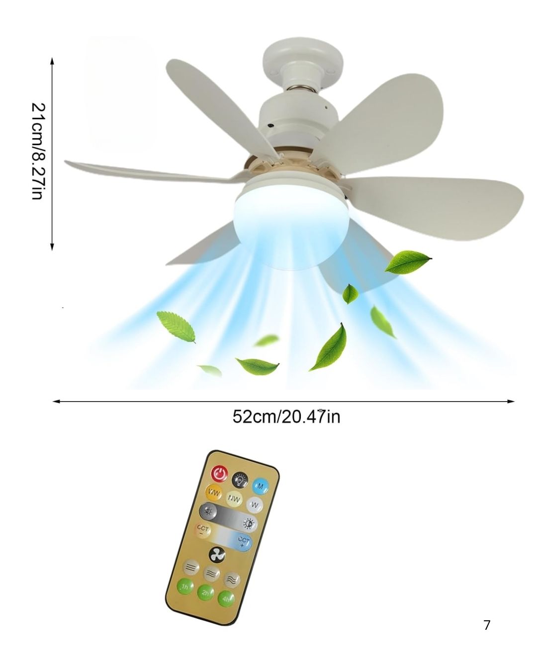Ventilador de Techo 2 en 1 con Luz LED y Control Remoto