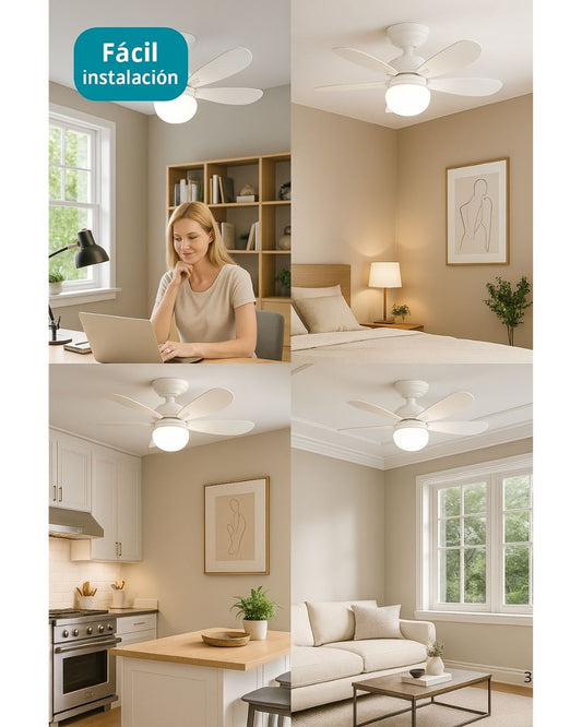 Ventilador de Techo 2 en 1 con Luz LED y Control Remoto